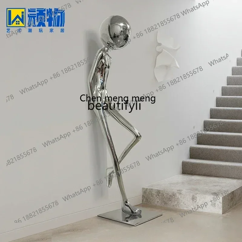 R Entrance lobby decoration overbearing president abstract living room TV cabinet large floor-to-ceiling humanoid R