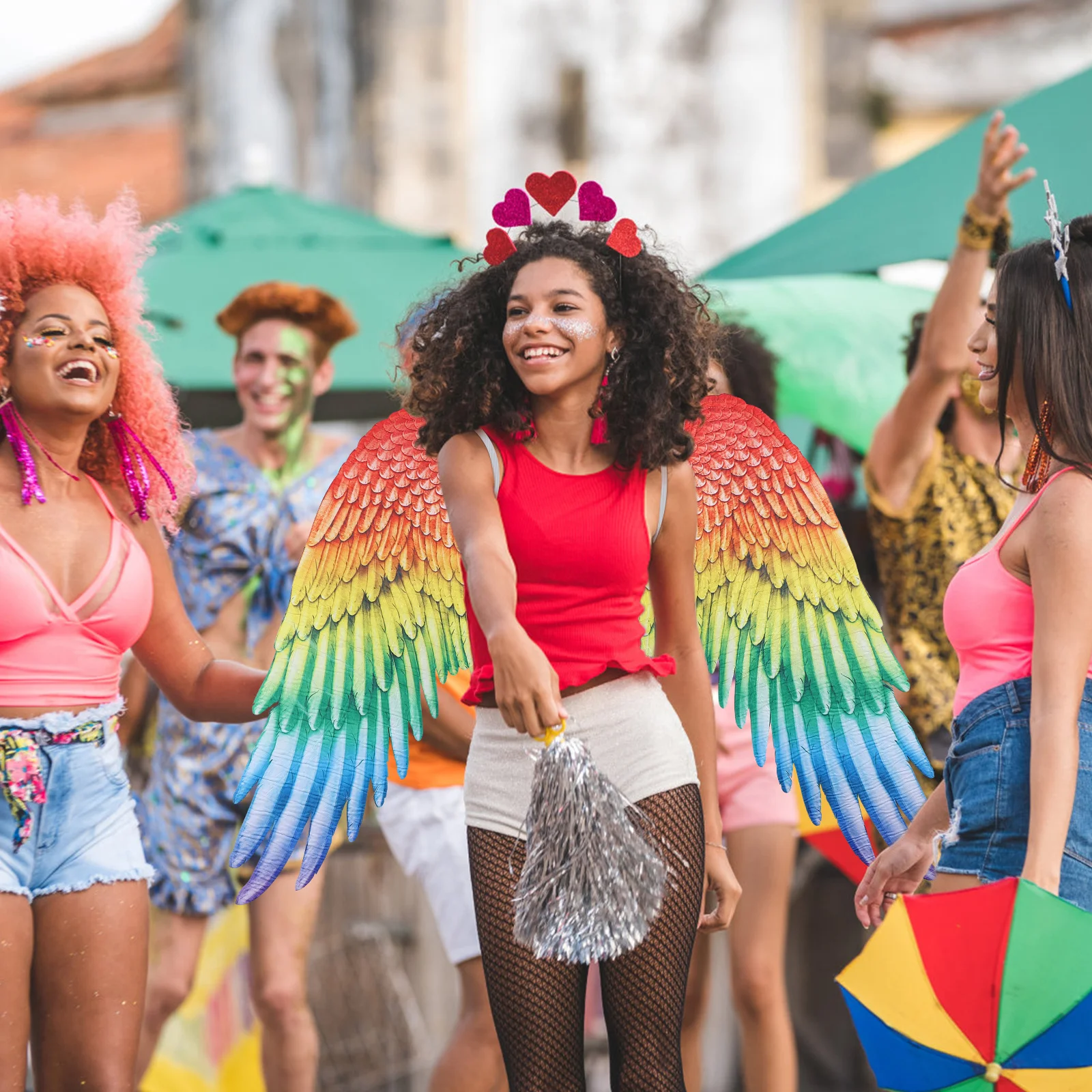 

Rainbow Wings Colorful for Women Girls Giant Adult Angels Carnival Costumes Halloween Party Stage Performance Non