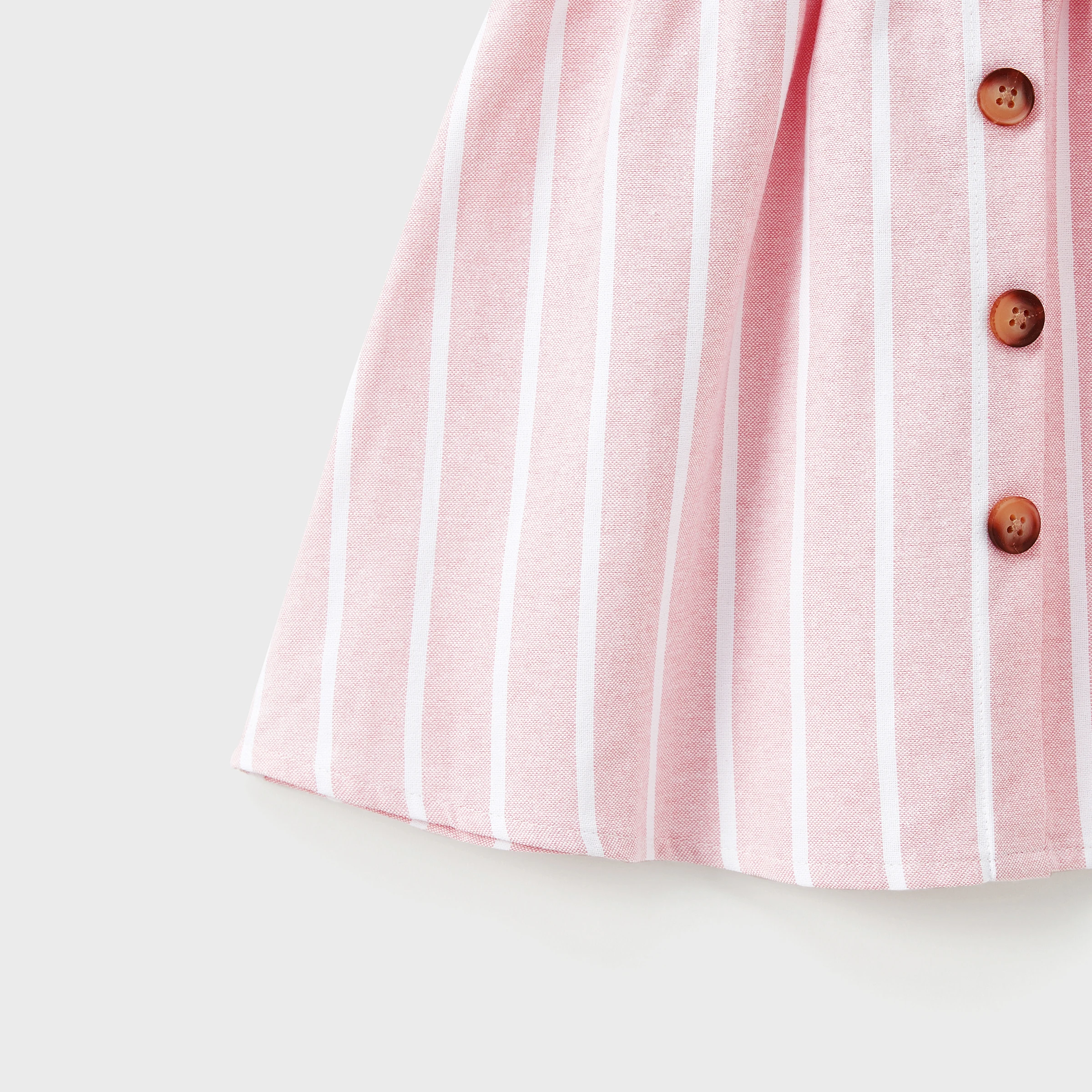 PatPat Family Matching Sets Light Pink Striped Shirt or Belted Button Co-ord Set With Pockets