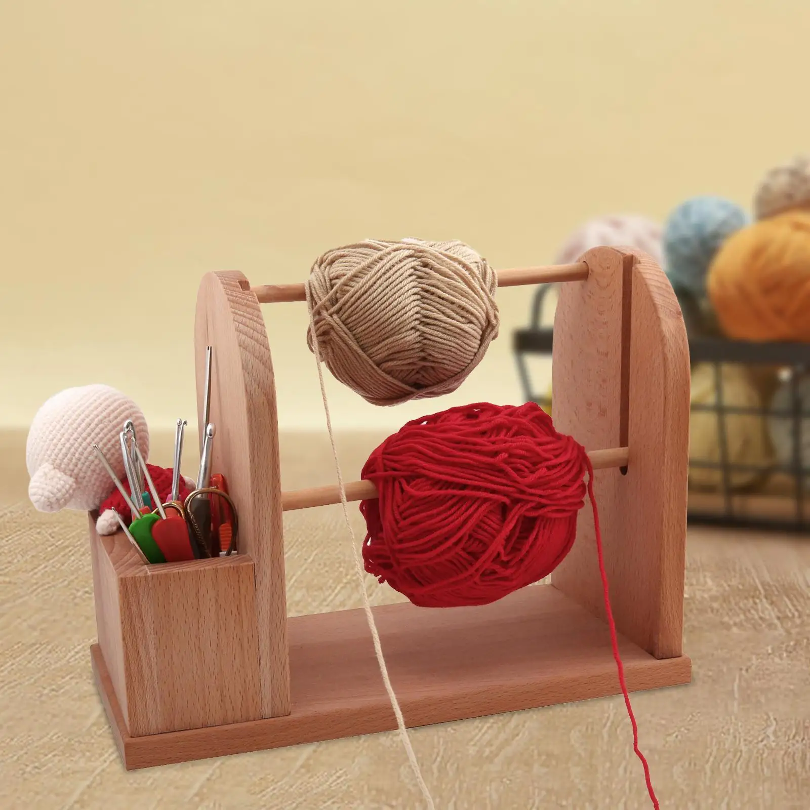 Wooden Yarn Holder Stable for Knitting Easy to Assemble Yarn Rack Organizer