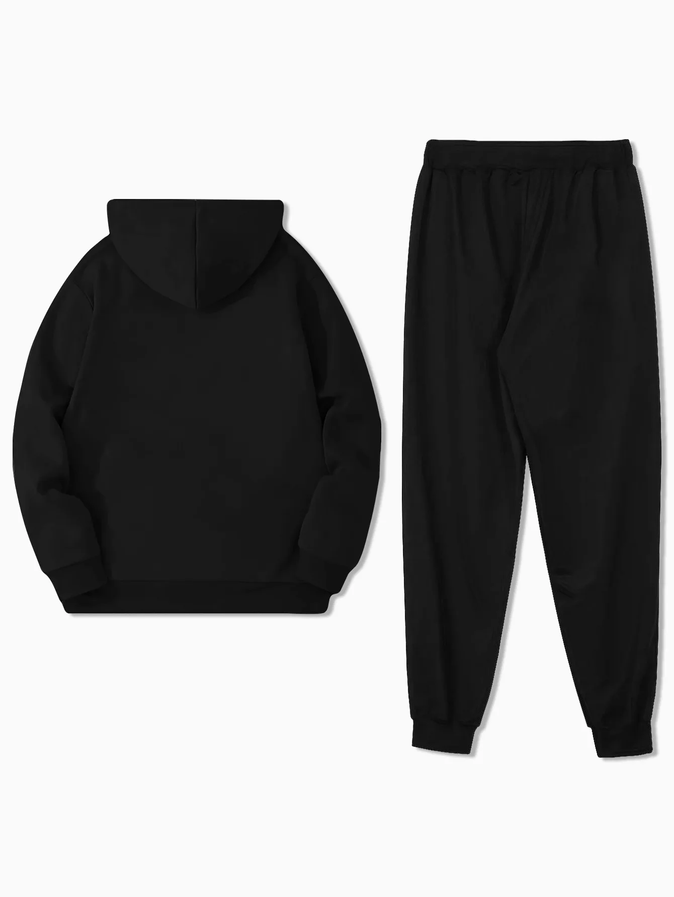 Men Couple Matching Sweatsuit, Autumn Winter Graphic Print Hoodie & Drawstring Pants Casual 2 Piece Outfit - view 5