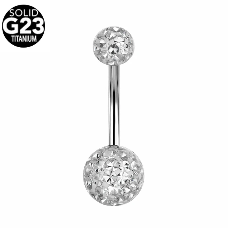 1Pc G23 Titanium CZ Belly Button Ring Waterproof Beach Accessory Navel Piercing Earring 16G Titanium Rod Bohe Women Body jewelry