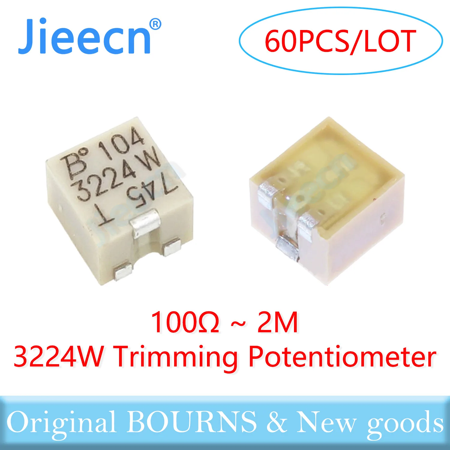 Potentiomètre de garniture BOURNS 100% W 4*4, 60 pièces, 3224 d'origine, 100R-2M, 3224W-1-import E 101 201 501 202 502 103 203 503 104 3224W-1