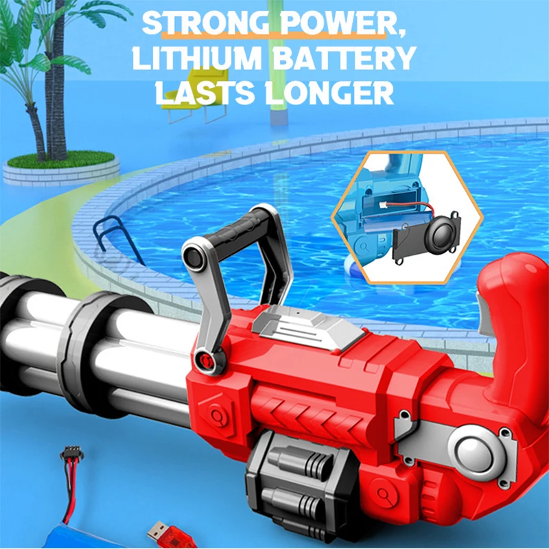 Pistola de agua eléctrica de alta presión para niños, fuerte y continua juguete automática de pulverización, pistolas de agua grandes para playa y exteriores, regalos para verano