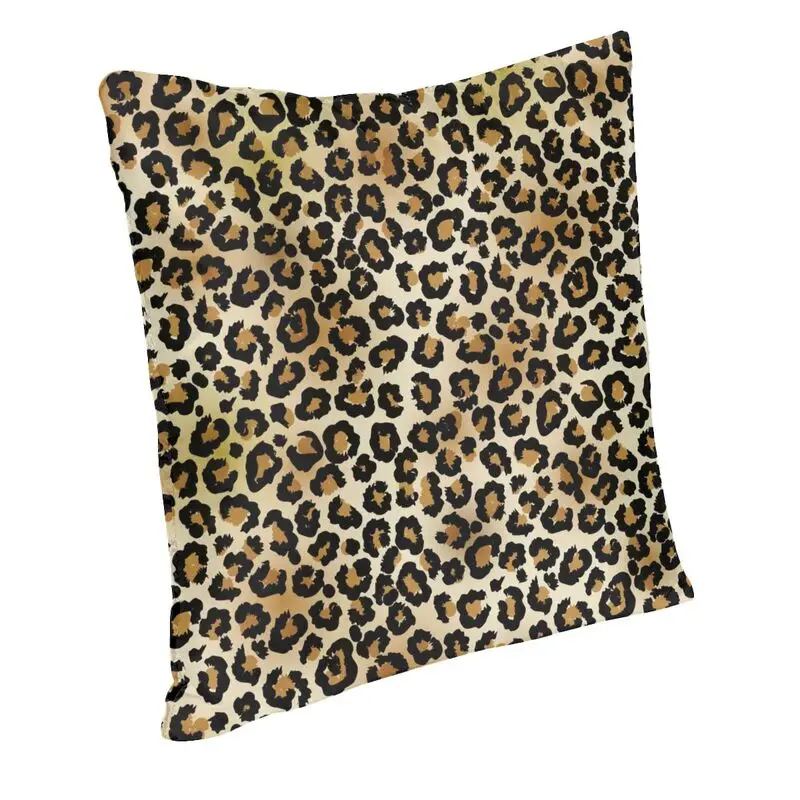 Custom Brown Leopard Print Pillow Case 40x40cm Living Room Decoration Modern Animal Cheetah Skin Chair Cushion Square Pillowcase