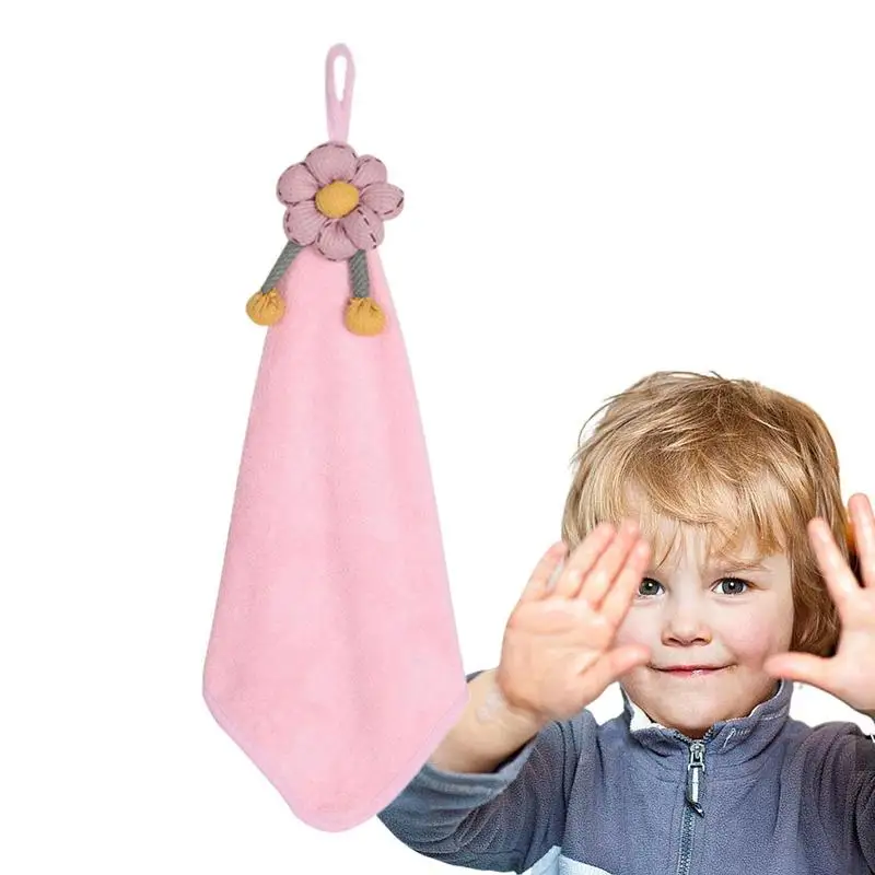 Hand Towel With Loop Flower Super Soft Hand Dry Towels Highly Absorbent Dish Cloth Plush Towel For Kitchen Bathroom