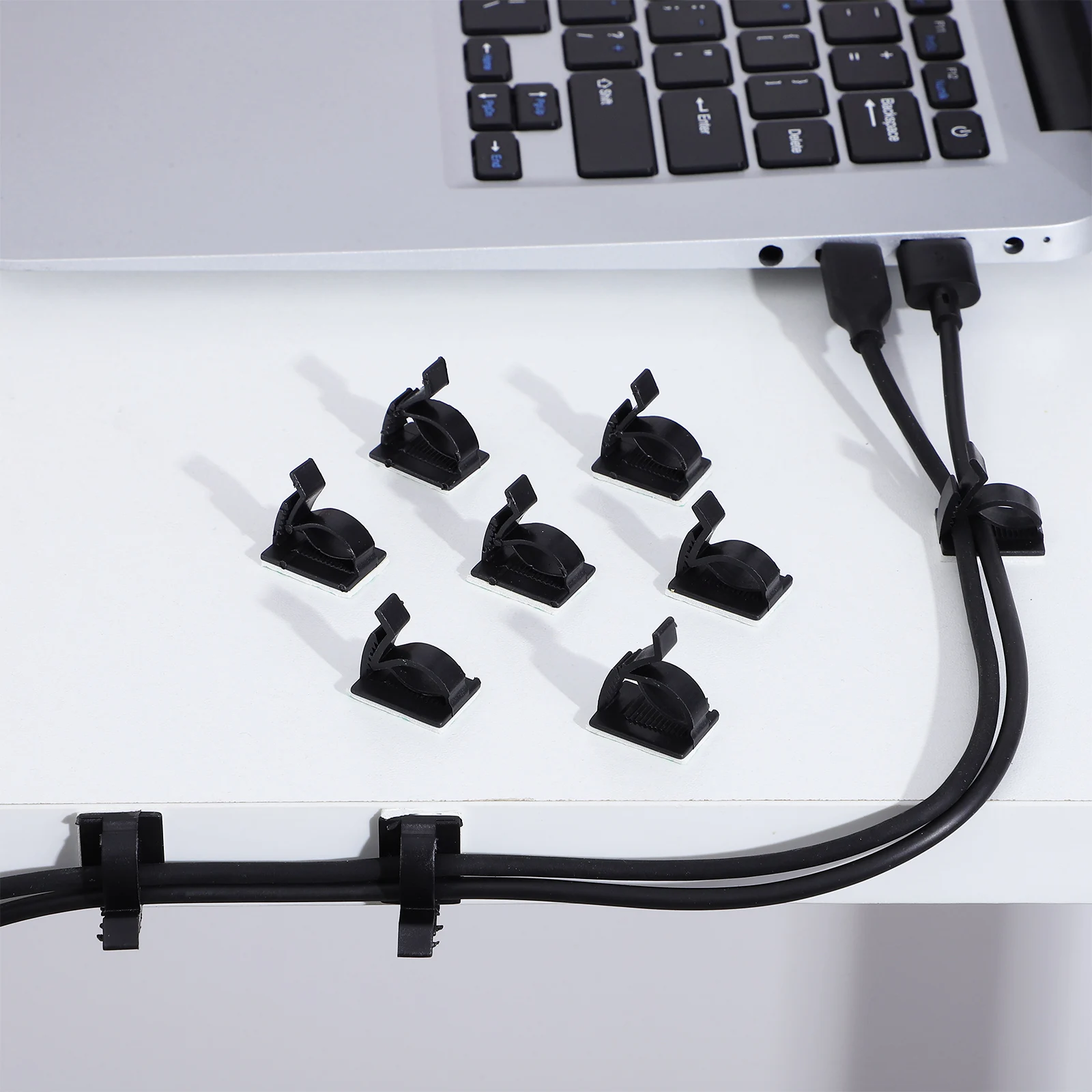 

10Pcs Cord Keeper Cable Management Clips Adhesive Wire Holders for USB Power Cords Desktop Organizer Storage