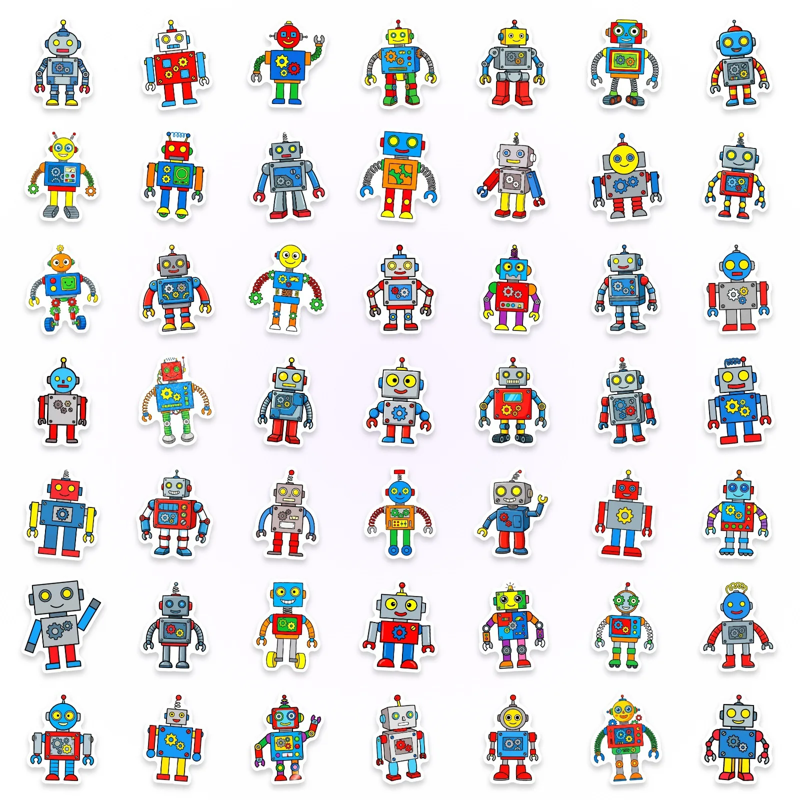50/100 Stuks Kleurrijke Cartoon Robot Stickers Milieuvriendelijke Waterdicht voor Telefoon Briefpapier Opbergdoos Lade Helm Skate Decal