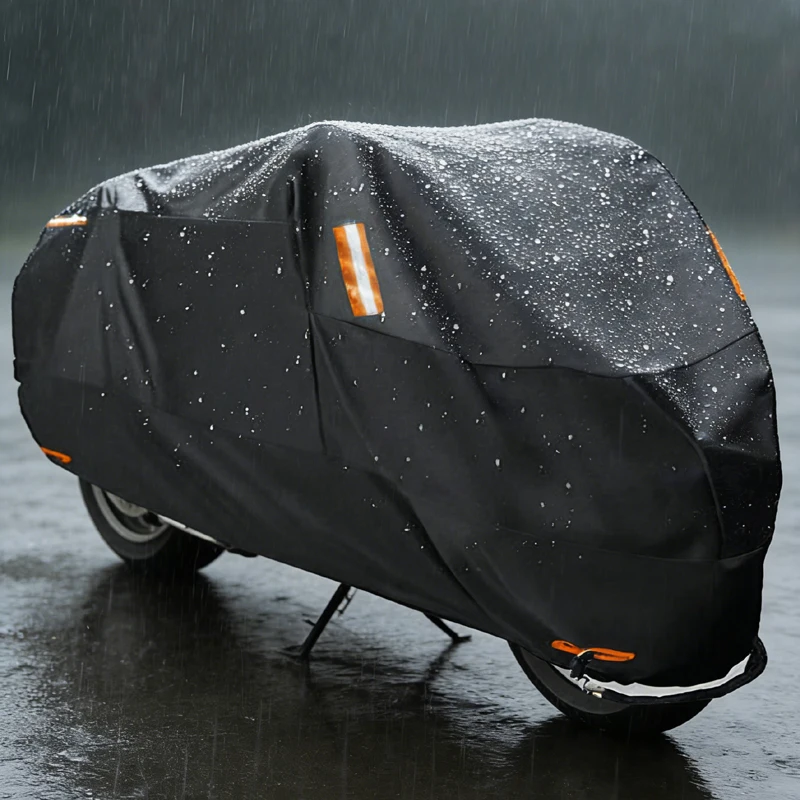 Waterproof Motorcycle Cover 300D Heavy Duty Thick Black UV Protector Dust Rain Snow Sun Protection Outdoor Indoor Storage M to 4