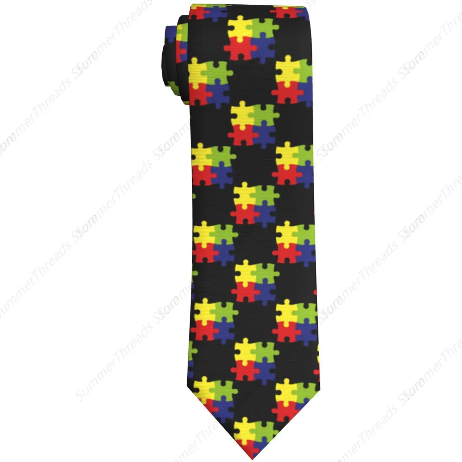 Autism Awareness Month Puzzle Puzzles Men'S Novelty Tie Necktie Neckties For Mens Wedding Party Work Casual Holiday Party Gifts