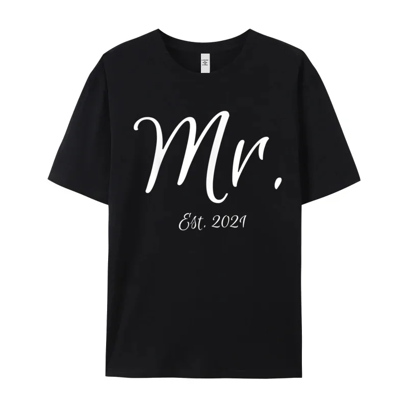 Mens Family Tees Round Collar NEW YEAR DAY Premium Cotton Tshirts Lose Short Sleeve Matching Script Mr. Mrs. Bridal T Shirt