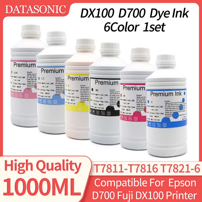 conjunto 1000ml tinta corante para impressora fuji dx100 t7811 t7812 t7816 tinta para epson d700 tinta corante t7821 t7826 cores disponiveis cores 01