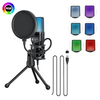 SF-777R RGB USB Condenser Gaming Microphone Computer Professional Mic For PC PS4 PS5 Mac Phone Recording Streaming Podcasting