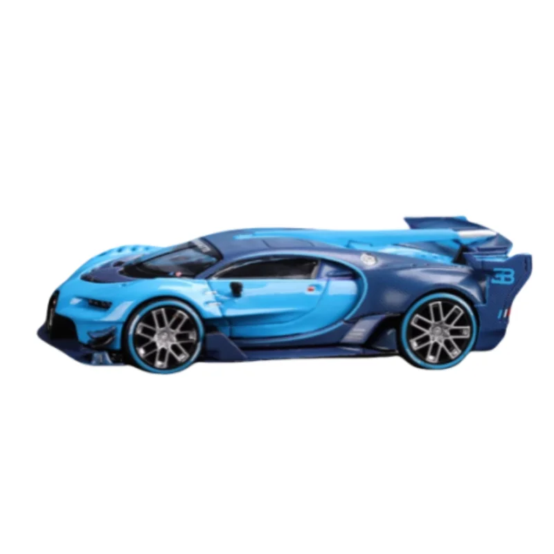 1:64 Bugatti VGT Vision Gran Turismo blue alloy model, children\'s collection of decorative toys, holiday gifts for children.