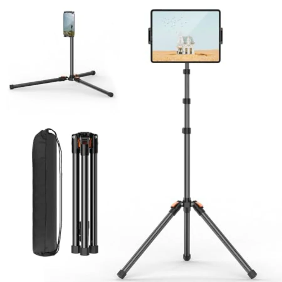 

Напольная подставка-штатив для планшета 72 дюйма с шаровой головкой 360°, регулируемая по высоте, с чехлом, высокий штатив-держатель