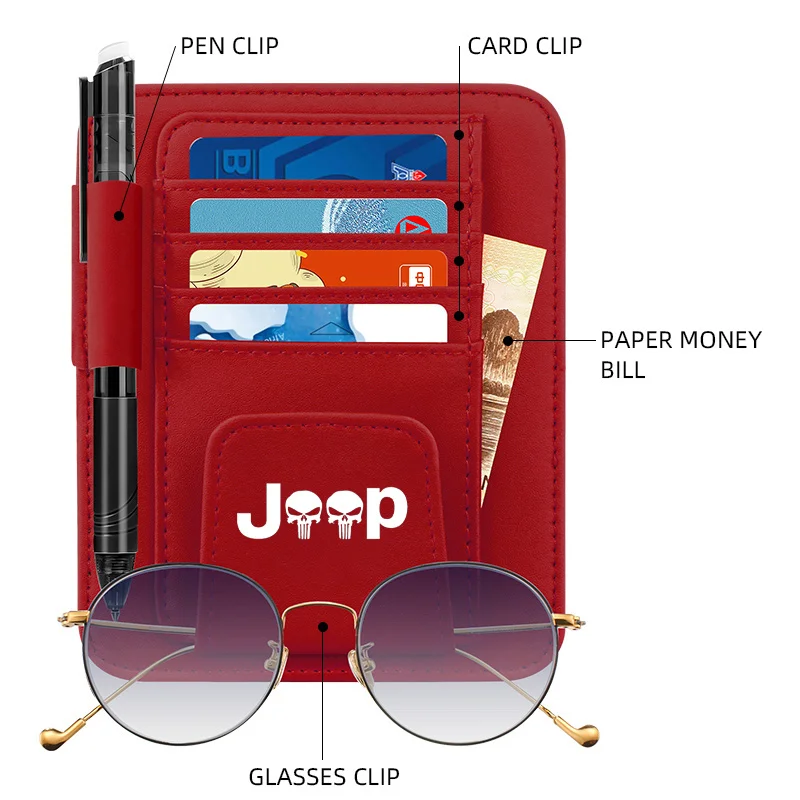 Car Sun Visor Organizer Multi-Pocket Card Glasses Storage Holder for Jeep CHEROKEE LIBERTY COMPASS PATRIOT car accessories