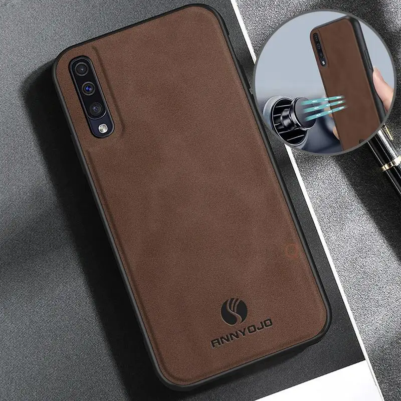 A50s A30s Magnetic Sheepskin Leather Case For Samsung Galaxy A50 A70 A30 A7 2018 2019 A10 A11 Luxury Men Retro Cover A 50 30 70