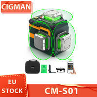 CIGMAN CM-S01 12-Line Self-Leveling Laser Level - APP-Controlled, 3x360°, Stepless Dimming, 30h Max Usage, IP54 Waterproof