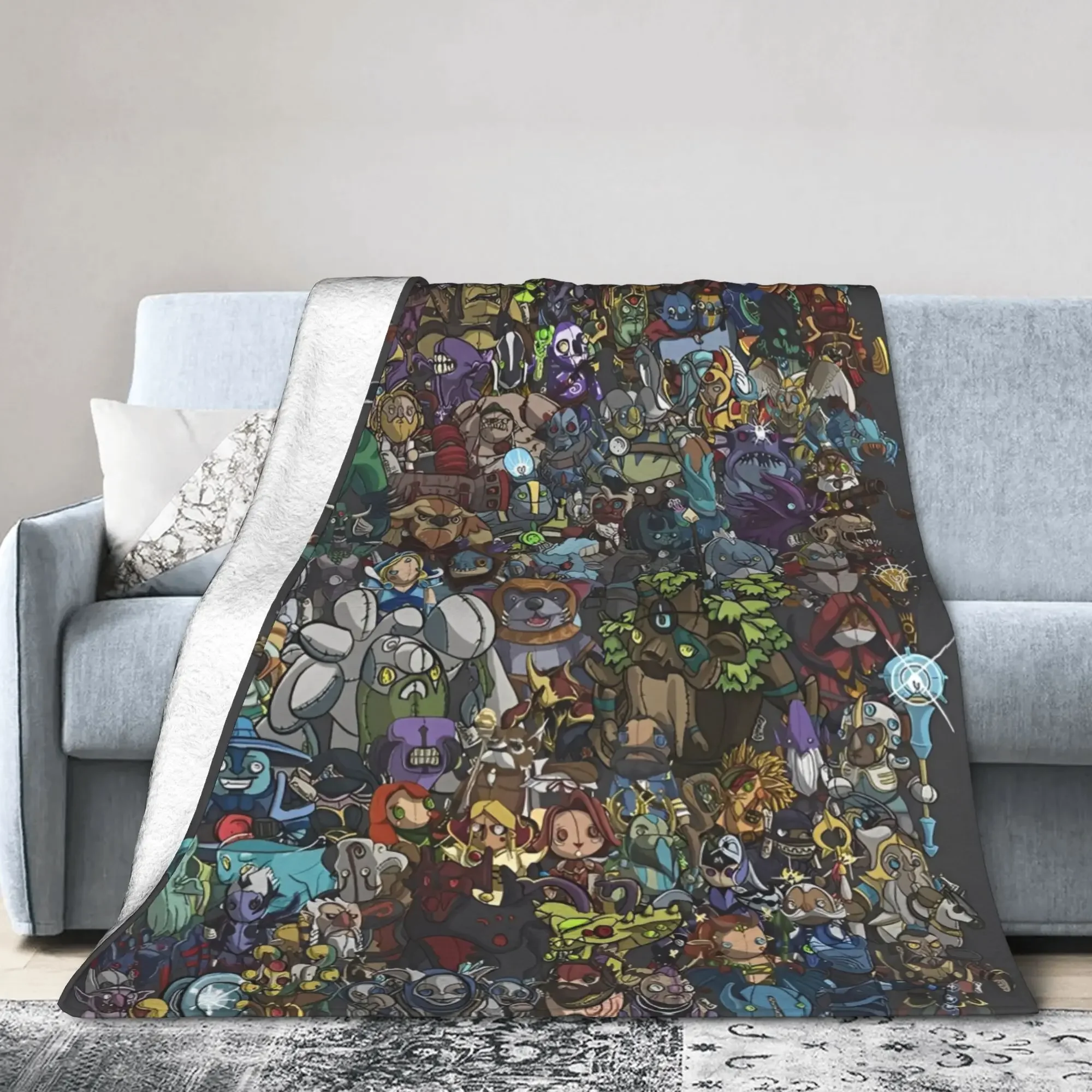 

Плед Dota Hero Collection: Мягкий плюшевый плед для фанатов игр, домашнего декора и использования на улице, с мультяшным дизайном