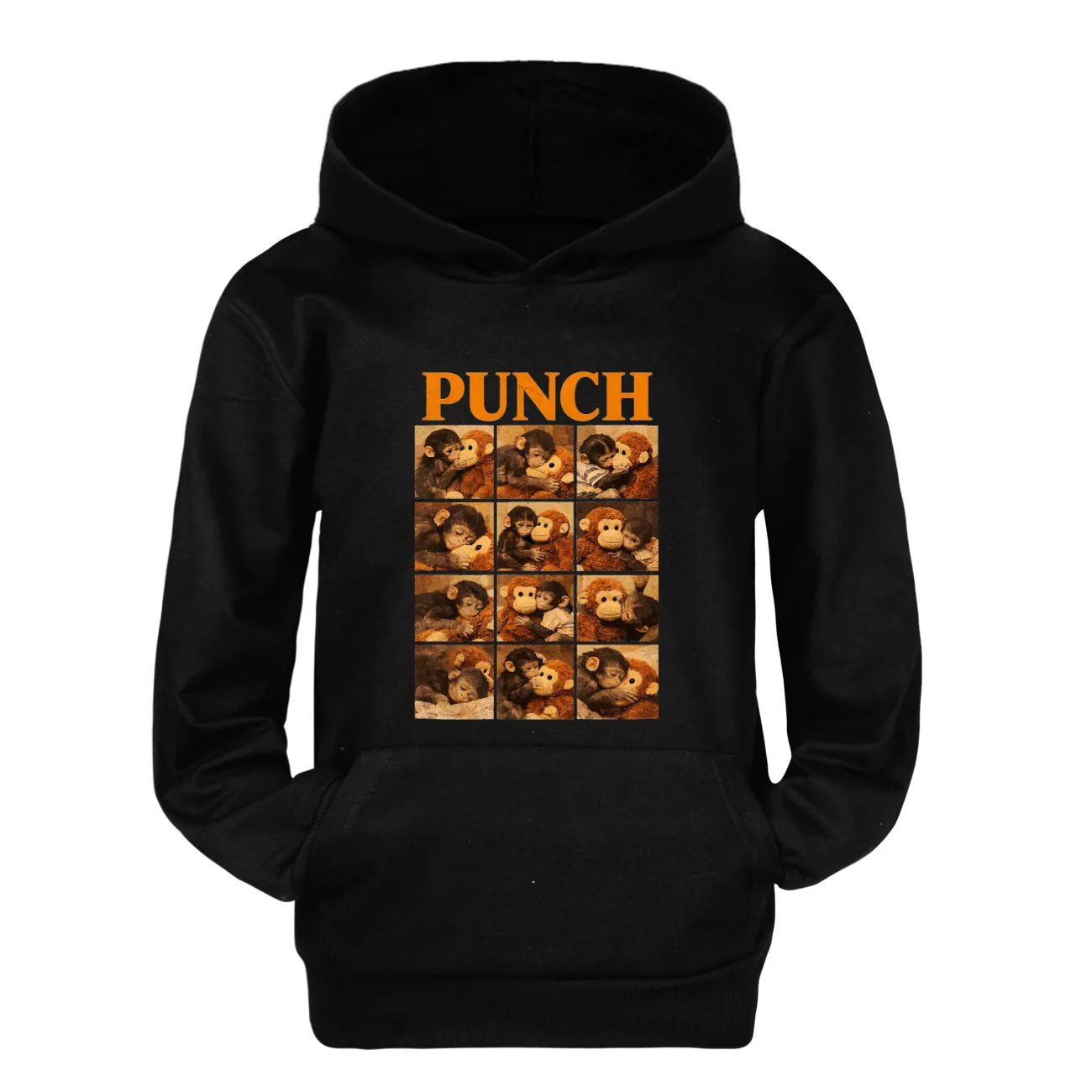 Punch Monkey Boys & Girls Hoodie Warm Hooded Sweatshirt with Animated Fighting Prints Fashionable Cute Autumn Winter Clothing