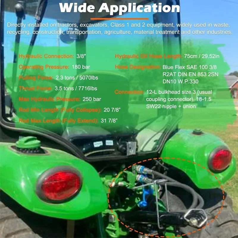 【Hot】SPH320033 Hydraulic Top Link. 1-1 with Locking Block 20 7/8” - 31 7/8” with 2 x Hose, Two-Way Check Valve Hydraulic Cyl