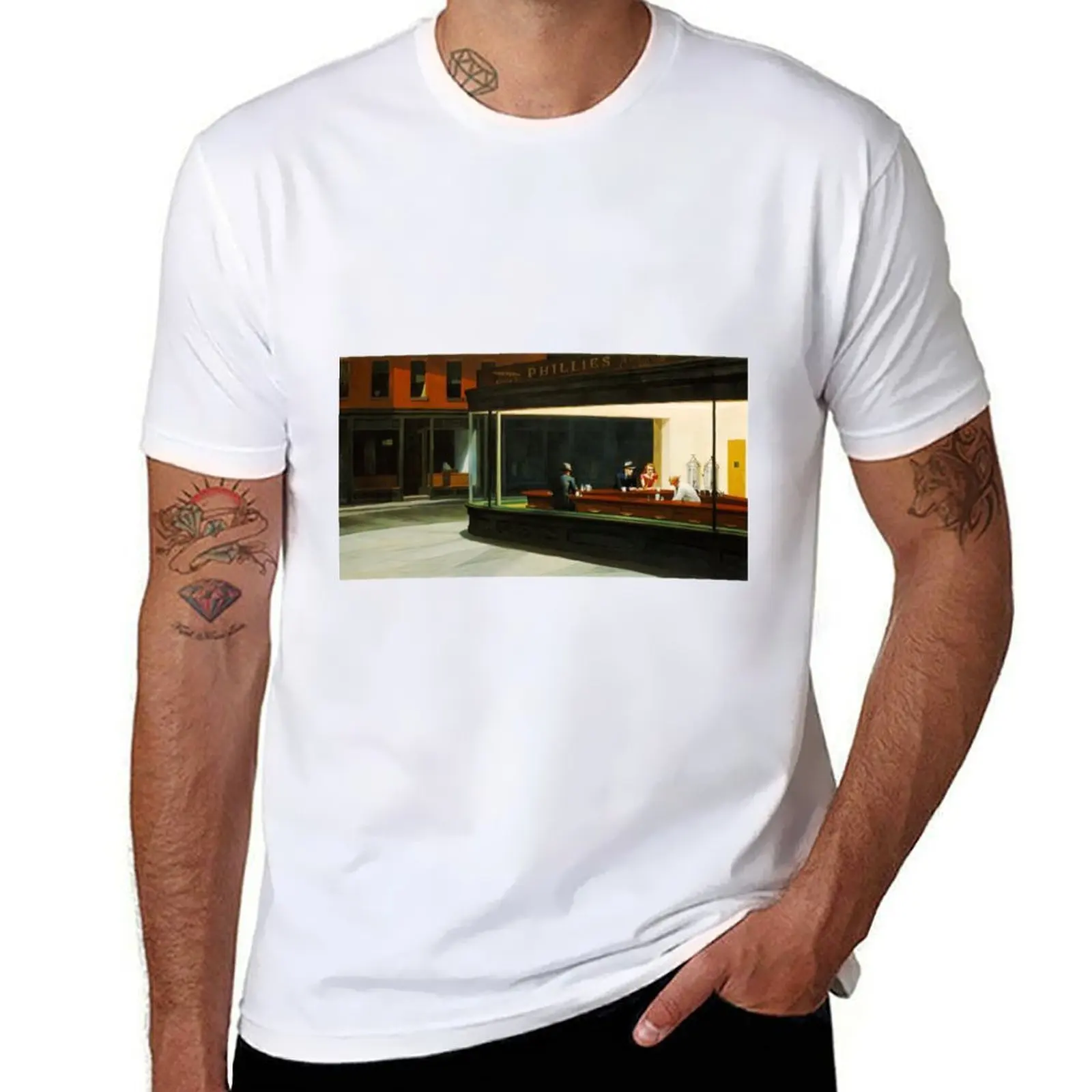

nighthawks edward hopper artwork edward hopper paintings T-Shirt t shirt personalised t shirts for man cotton soft T-Shirt