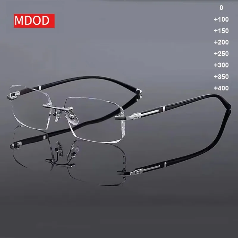 Lunettes de lecture sans monture pour hommes MDOD, verres anti-lumière bleue, anti-fatigue, pour presbytie, lentilles transparentes