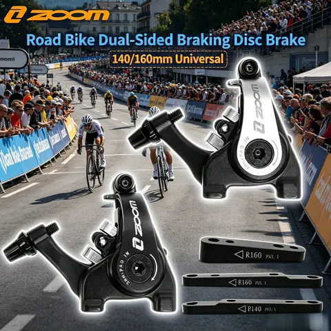ZOOM DB700 Dual Piston Mechanical Disc Brake Caliper Line Pull Road Bike Flat Mount Brake for 140mm 160mm Rotor
