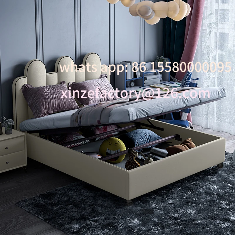 

Customizable Nordic Design Teen Kids Leather Bed