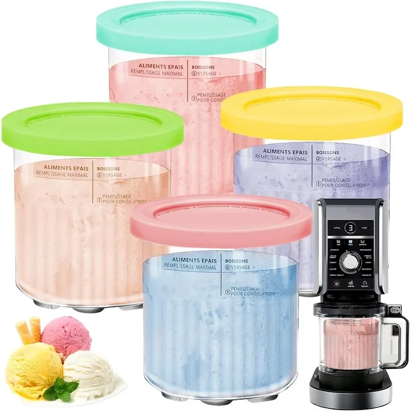 Paquete de 1 tintes y tapas de repuesto para la serie Ninja Creami Deluxe NC501/NC500, recipientes para helado sin BPA de 24oz, aptos para lavavajillas