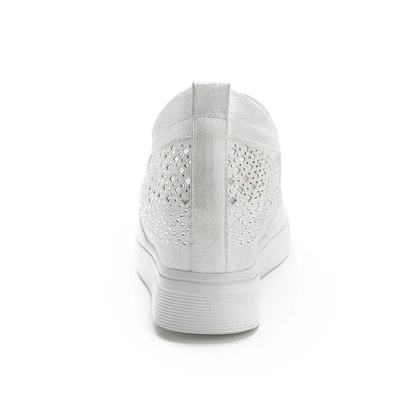 XMWRLW النساء الربيع الصيف المتسكعون موضة حجر الراين أحذية للنساء تنفس شبكة المتسكعون كعب مخفي السيدات الصيف متعطل