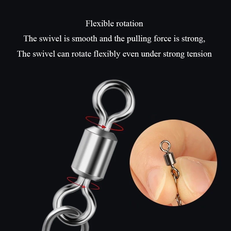 5/100PCS Pike Fishing Accessories Connector Pin Bearing Rolling Swivel Stainless Steel Snap Fishhook Lure Swivels Tackle