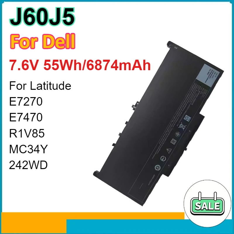 J60J5 استبدال البطارية Do Portátil لـ Dell Latitude E7270 E7470 R1V85 MC34Y 242WD ملحقات الكمبيوتر