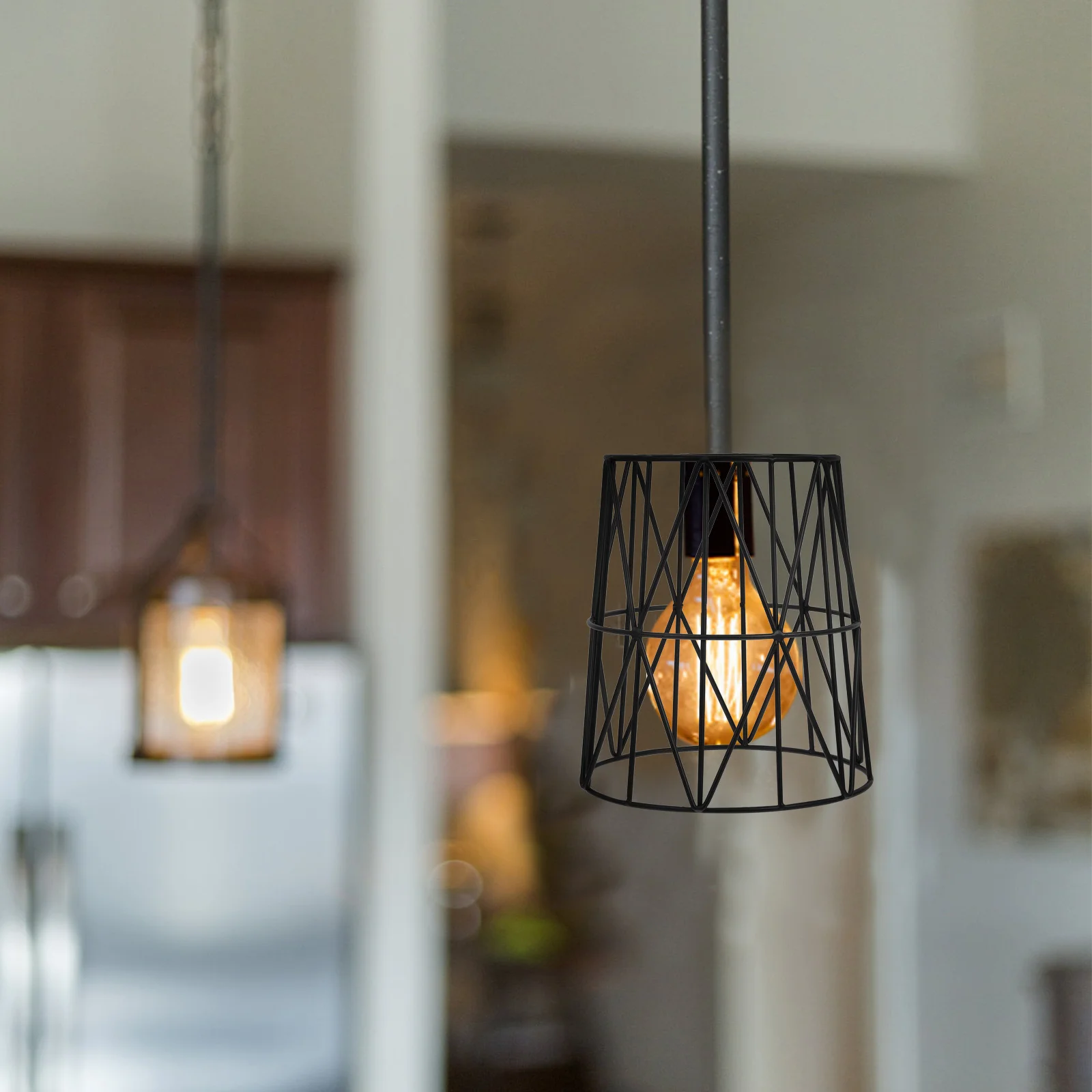 

Metal Lampshade for Ceiling Lights Hollow Out Pendant Lamp Shade Retro Iron Wire Bulb Guard Decorative Hanging Light Cover