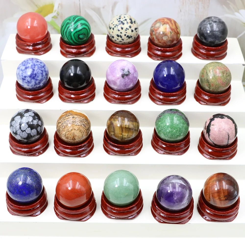 

25mm Sphere Natural Stone Crystal Round Ball Beads Reiki Healing Quartz Amethyst Agate Mineral Specimen Globe Chakra Wholesale