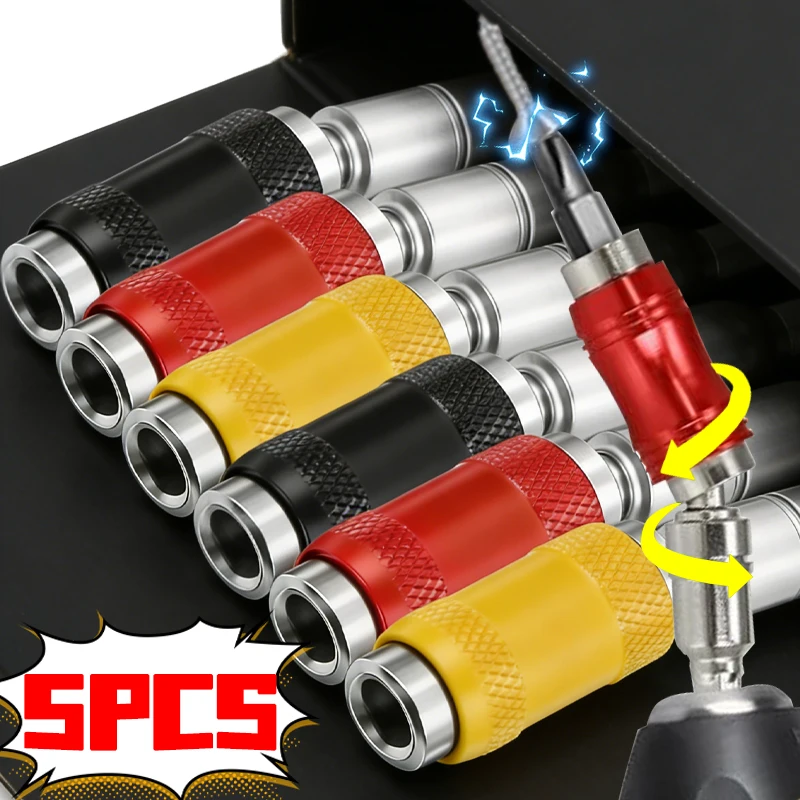 

5/1Pcs Magnetic Swiveling Bit Tip Holder Set Extension Rod Flexible Hex Quick Release Bit Holder for Hardware Screw Fixing