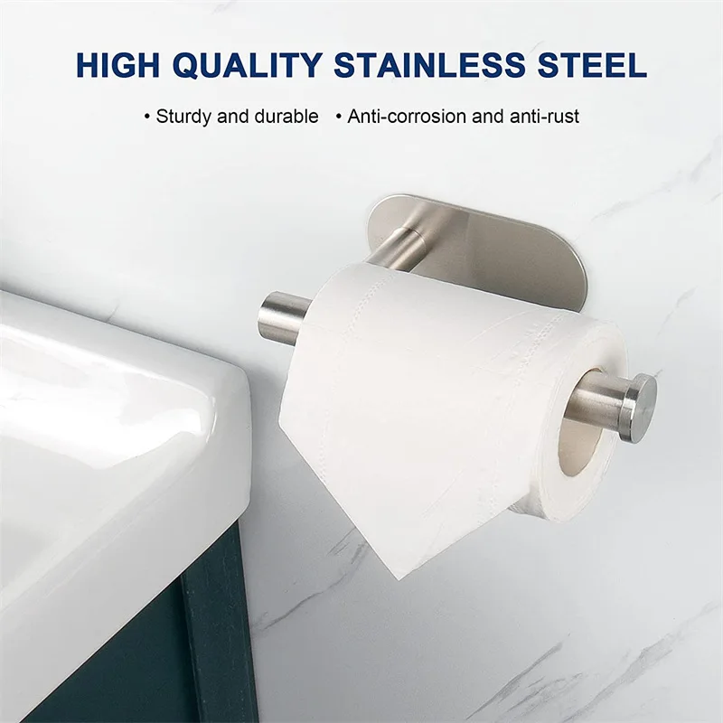 No Drilling Toilet Paper Holder SUS304 Stainless Steel Self Adhesive Wall Mount Tissue Towel Roll Dispenser for Bathroom Kitchen