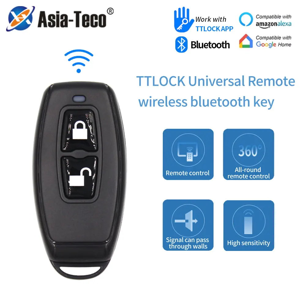 

2.4GHz Wireless Garage Door Remote Control R1 for TTLock APP Smart Lock Door Opener 433M Remote Controller Button 3V CR2032