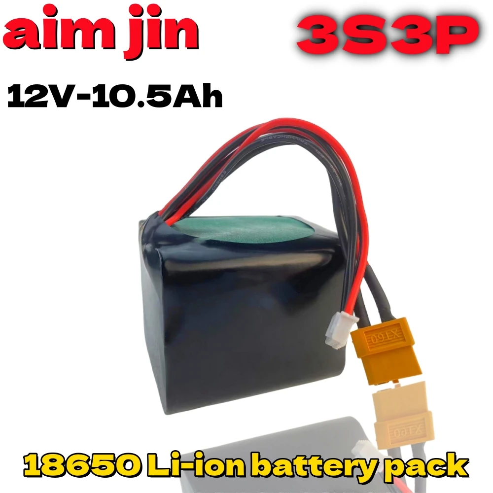 12V 3S3P 10500mAh 12.6V High Capacity UAV Rechargeable Li-ion Battery For Various RC Airplane Drone Quadrotor