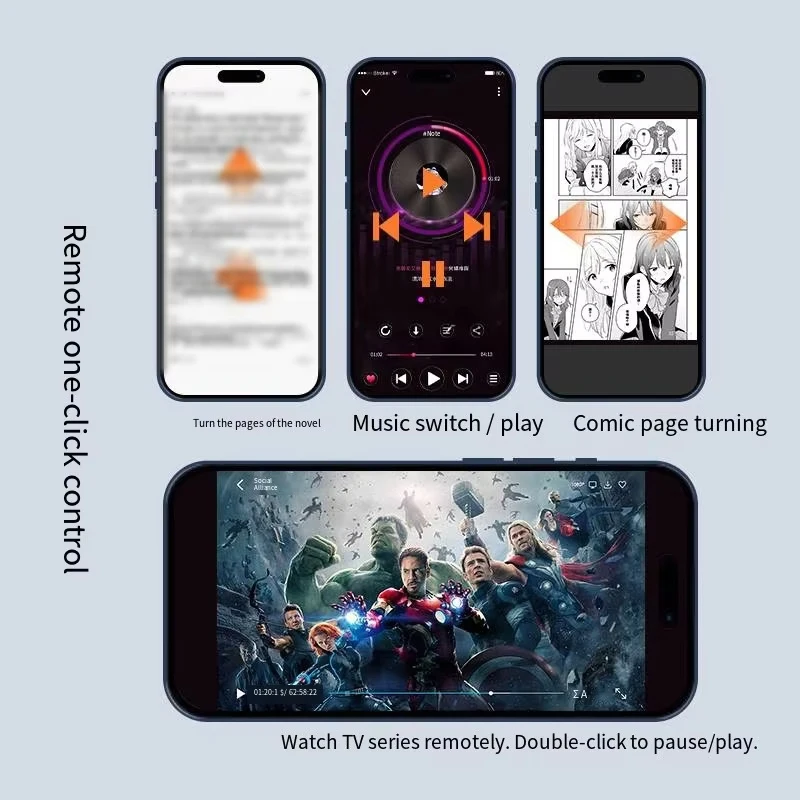 جهاز التحكم عن بعد اللاسلكي من Xiaomi MIJIA، جهاز النقر المستمر للصفحة، جهاز النقر المستمر للكتب الإلكترونية، زر سيلفي، التمرير الجديد