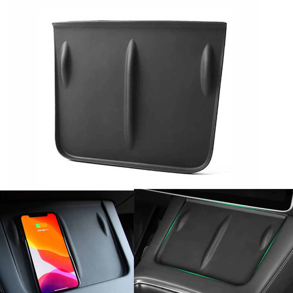 

For Tesla Model 3 Y 2021 Silicone Wireless Charging Pad Non-Slip Mat Dust-Proof Charger Protect Cover Interior Accessories