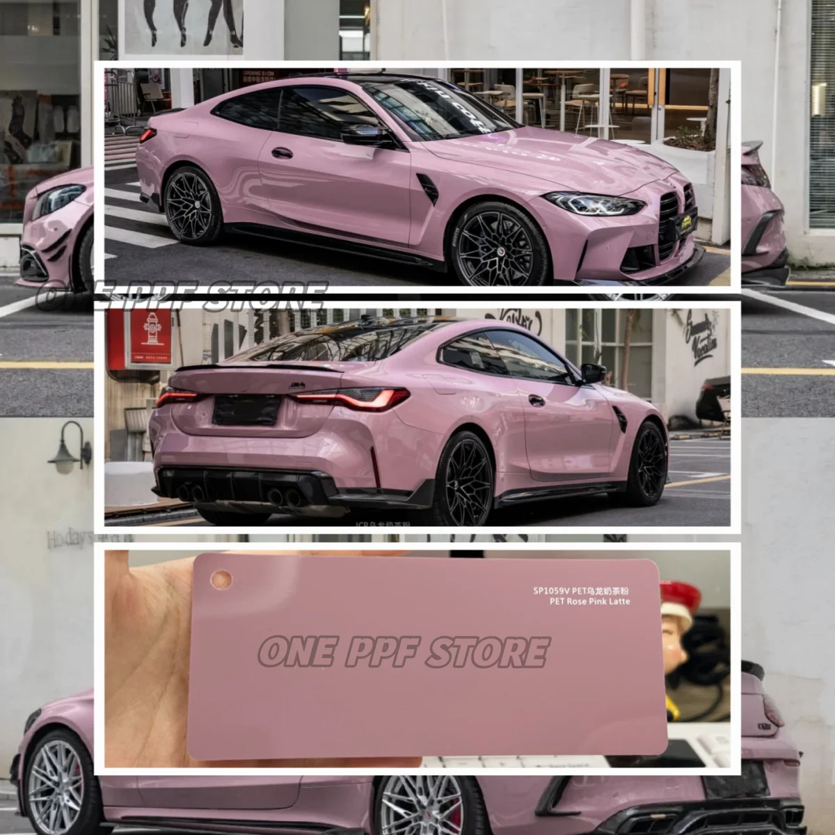 

PET ROSE PINK Car Wrap Vinyl Film Quality Warranty 3-5 Years Air Release Channel with Low Tack Glue Wrapping Foil Roll ﻿