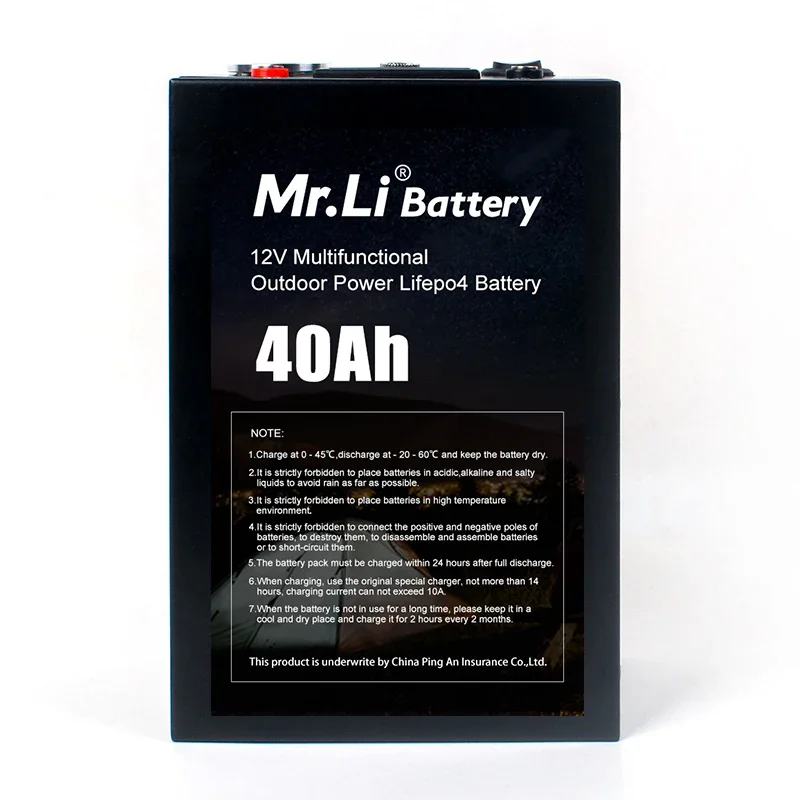 

storage battery 12V 40A NMC 18650 lithium rechargeable with waterproof shell outdoor power bank