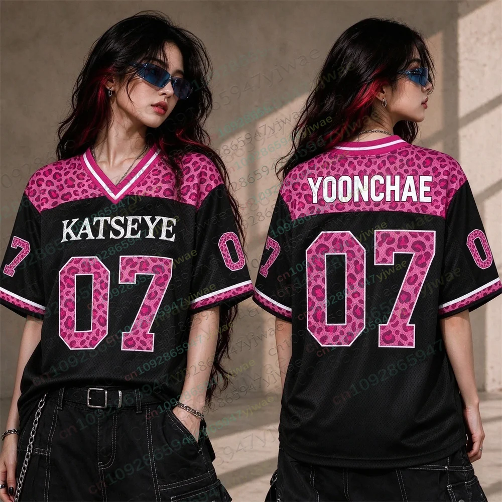 Pinky Leopard Katseye Jersey The Wildworld Tour Gift For Fan Daniela Yoonchae Members Street Wear Summer Men Women'S T-Shirts