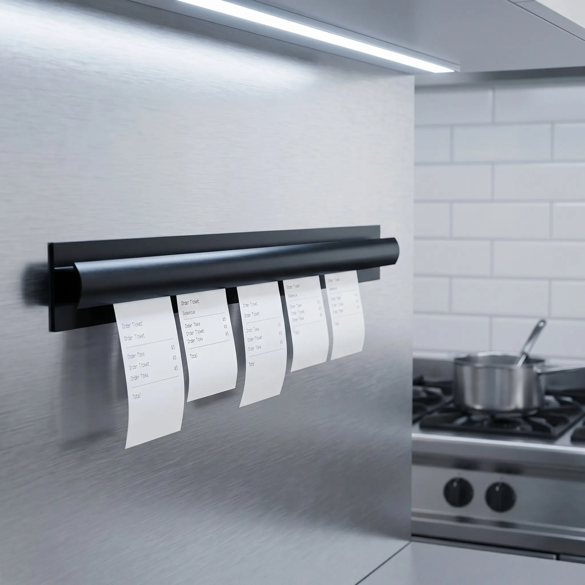 Kitchen Order Ticket Holder Rail 15.7 Inch No Drill Wall Mounted Receipt Rack for Restaurant Checkout Counter Bill Holder