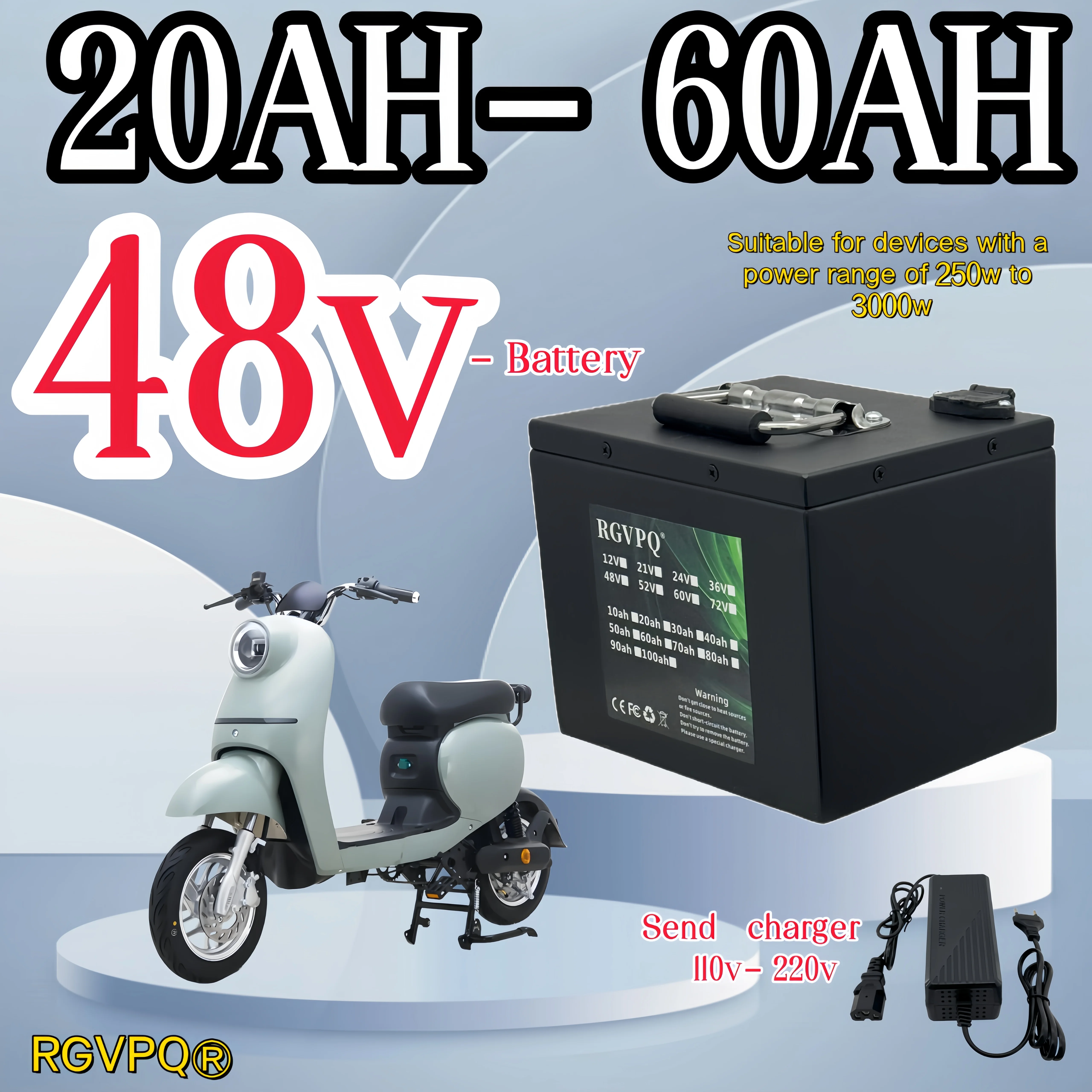 

48V electric vehicle dedicated 18650 lithium-ion battery 20AH-60AH, in stock, air transportation, new capacity