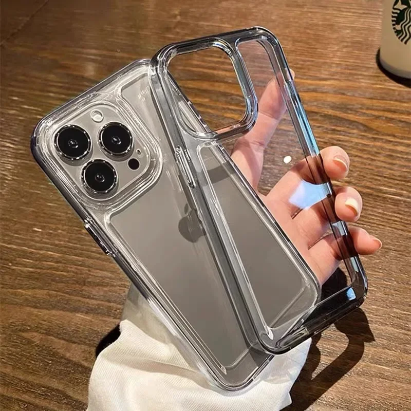 Shockproof Transparent  Armor Case for iPhone 15 14 13 12 Mini 11 Pro  XR XS Max 7 8 Plus Clear Bumper Hard Acrylic Luxury Cover