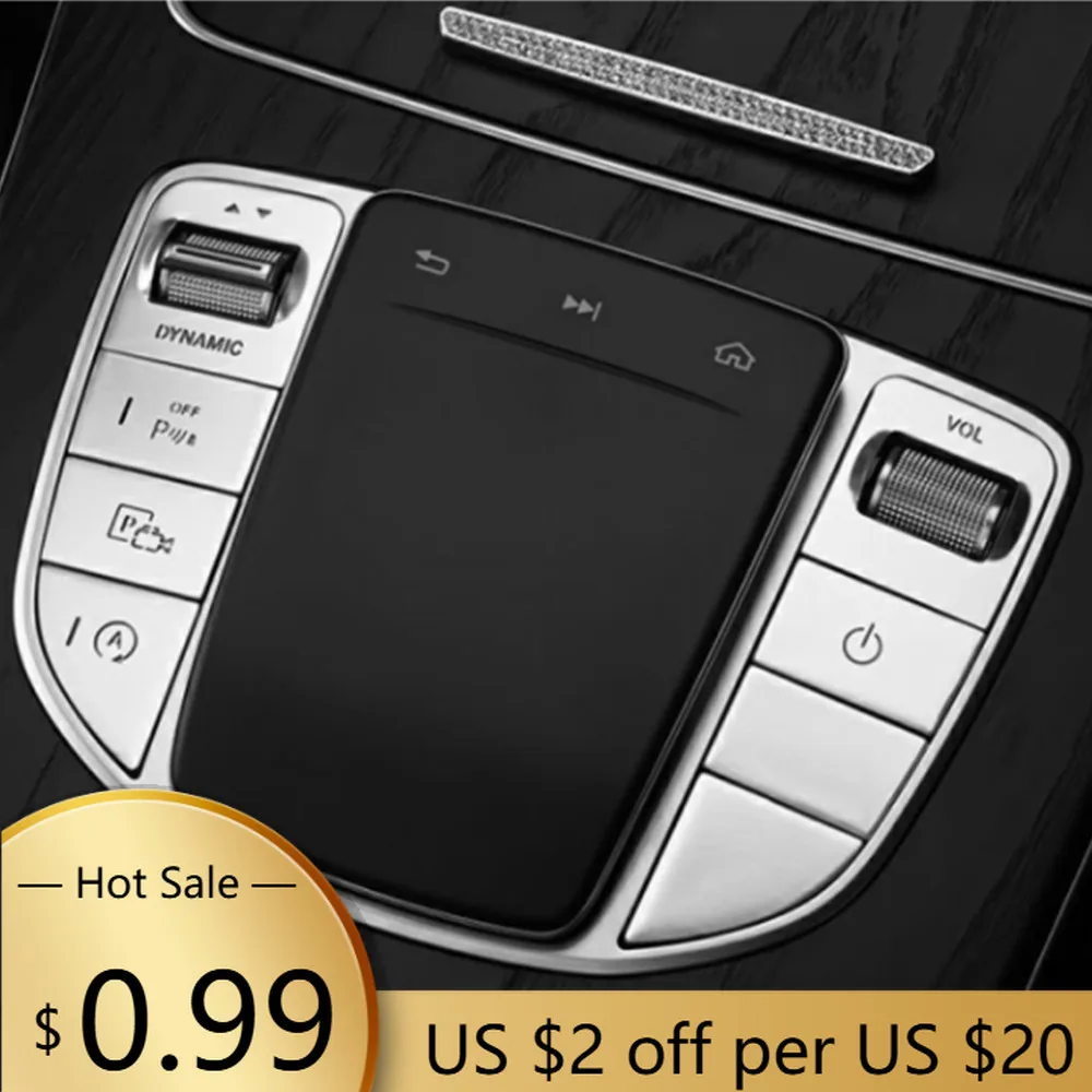 

Steering Covers For Mercedes-Benz C E GLC class W205 W213 X253 2015-2021 Metal Car Censole Mouse Button Trim Stickers Auto Int