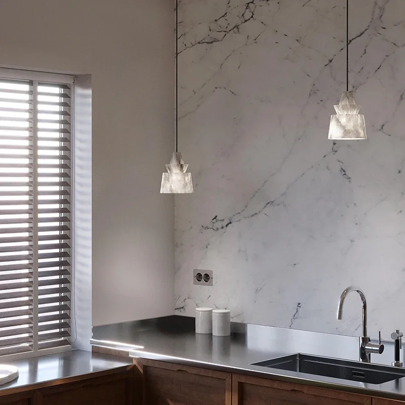 Modern New Design Alabaster Pendant Minimalist Style Bedrooms And Restaurants Kitchen Island Decoration Led Hanging Lighting