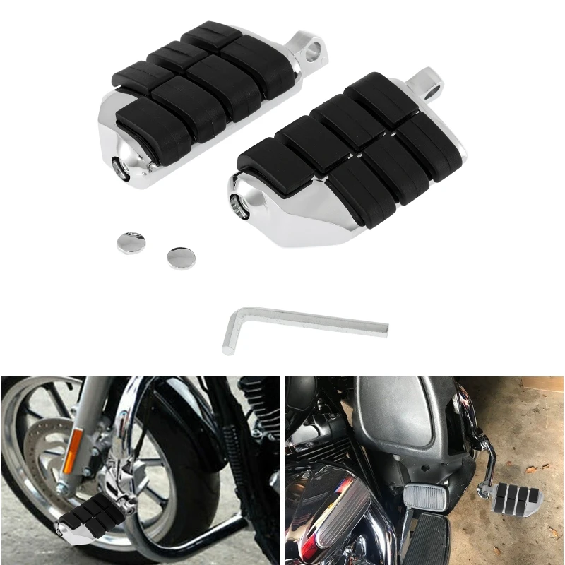 

1Pair Motorcycle Footrests Chrome Foot Pegs Motorbike Foot Rests (left & right)